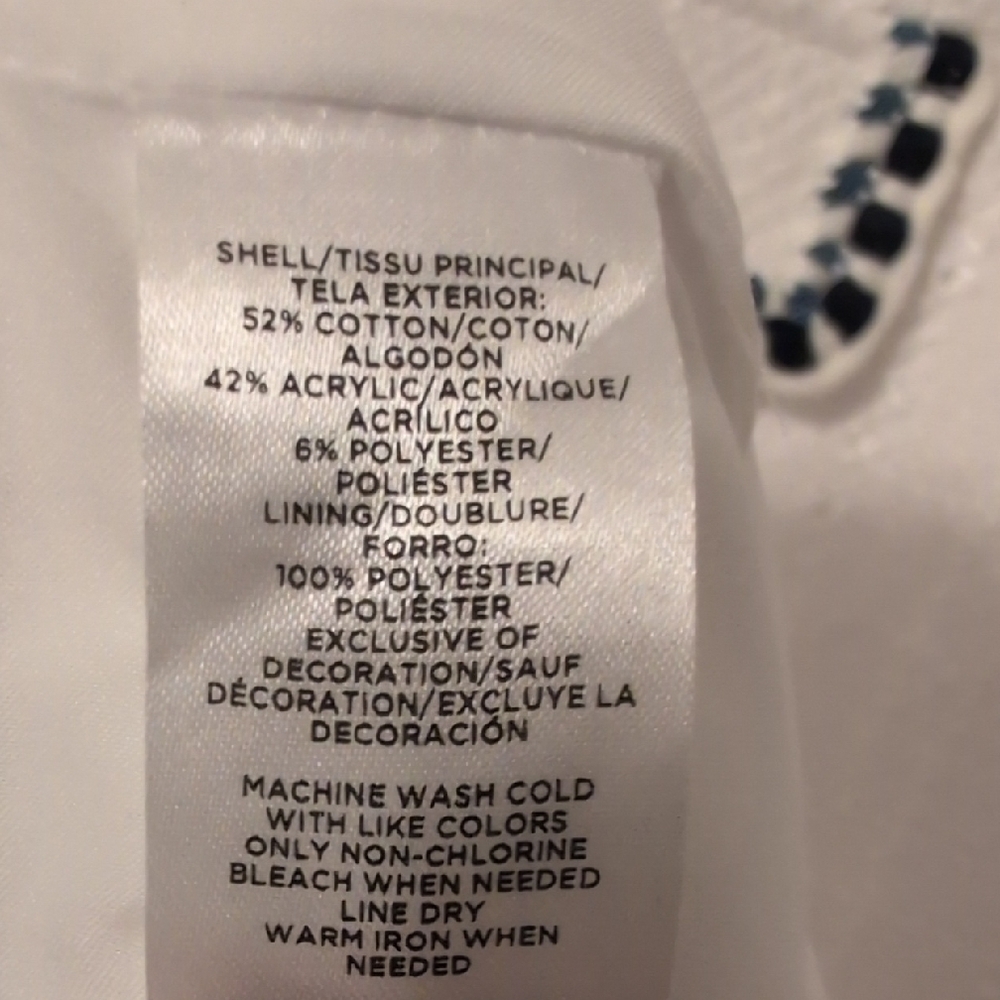 SALE White Ann Taylor Short Slv Tweed Dress w/ Black & Blue Trim - Picture 6 of 6